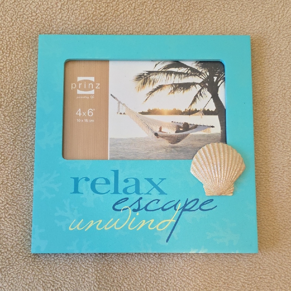 Prinz Turquoise and Tan Shell Picture Frame
